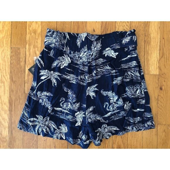 NWT ana A New Approach Size 4 Blue White Flamingo Tropical Paperbag Shorts - Picture 4 of 7